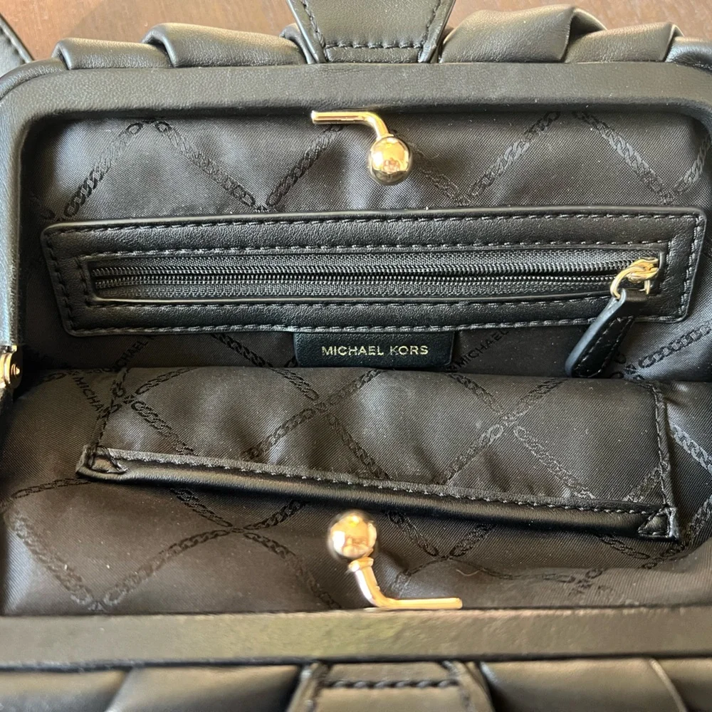 Michael Kors Logo Metal Ruched Clutch - Picture 7 of 15